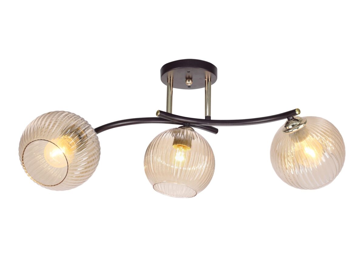 Lampa sufitowa Calosora 3-punktowa z bursztynowymi kloszami