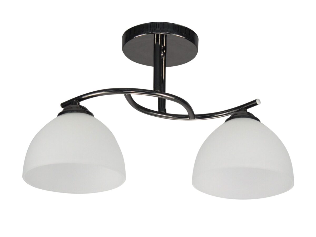 Lampa sufitowa Camelona 2-punktowa 41 cm czarna z białymi kloszami
