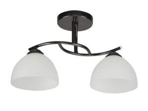Miniaturka 2 - Lampa sufitowa Camelona z dwoma białymi szklanymi kloszami na czarnym stelażu