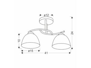 Miniaturka 1 - Lampa sufitowa Camelona z rysunkiem wymiarów i dwoma kloszami