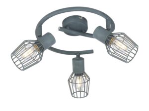 Miniaturka 2 - Szara lampa sufitowa Celaro z trzema metalowymi kloszami klatkowymi