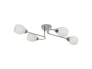 Miniaturka 2 - Chromowana lampa sufitowa Celaseta z czterema białymi kloszami na białym tle