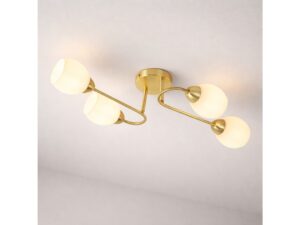 Miniaturka 5 - Złota lampa Celaseta z czterema kloszami świecąca pod sufitem