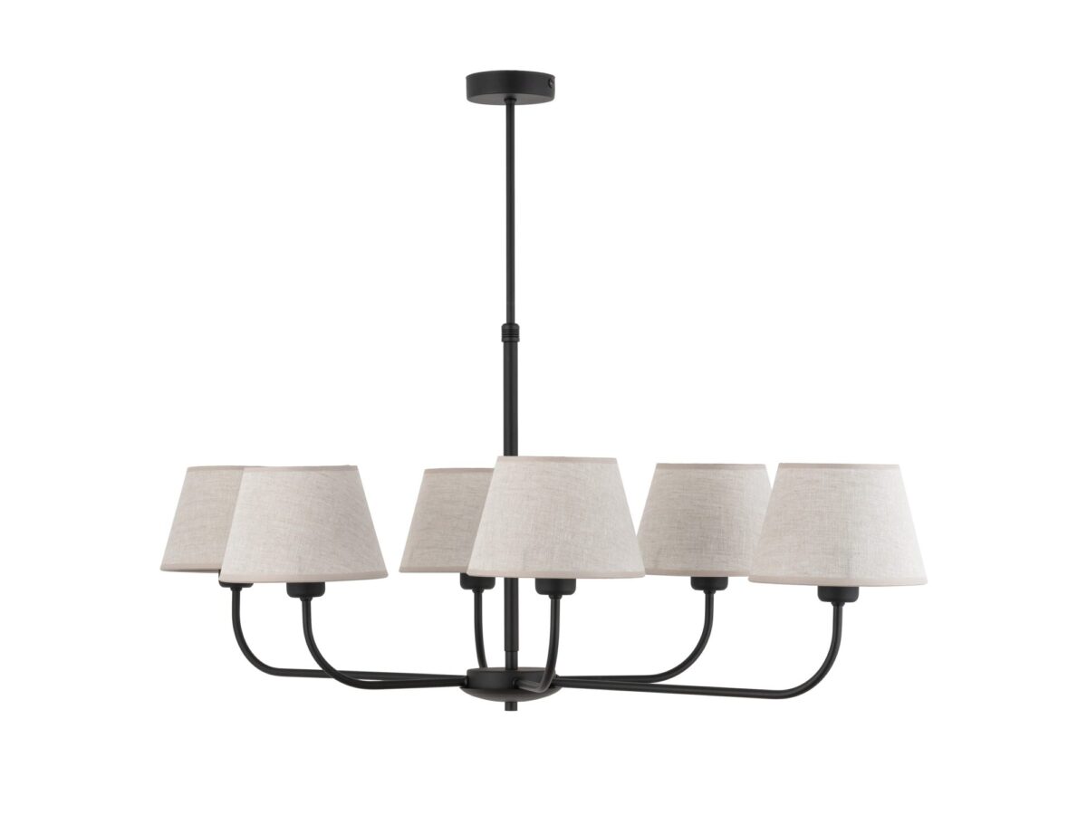 Lampa sufitowa Chicago 6-punktowa 100 cm z abażurami w kolorze lnu