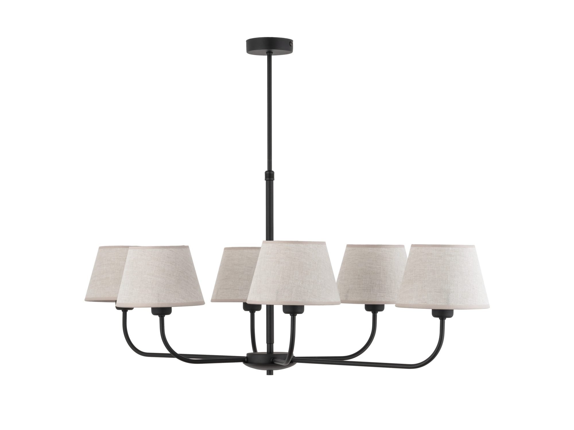 Lampa sufitowa Chicago 6-punktowa z sześcioma jasnymi abażurami na białym tle