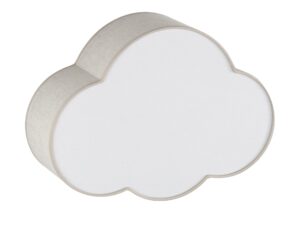 Miniaturka 2 - Lampa sufitowa Cloud z beżowym lnianym abażurem i dwoma punktami światła na białym tle