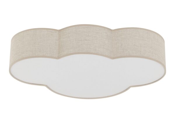 Lampa sufitowa Cloud czteropunktowa z naturalnym lnianym abażurem na białym tle