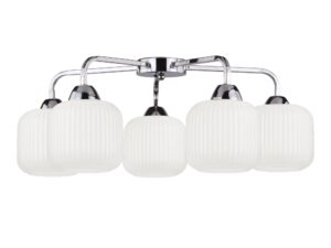Miniaturka 2 - Lampa sufitowa Corama pięciopunktowa z białymi kloszami i chromem