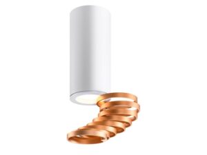 Miniaturka 6 - Lampa sufitowa cylindryczna GU10 biało-złota, na białym tle