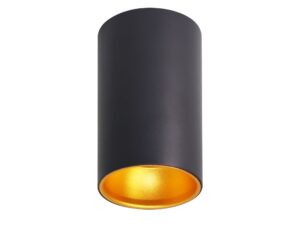 Miniaturka 2 - Czarna cylindryczna lampa sufitowa GU10 7 cm ze złotym odbłyśnikiem