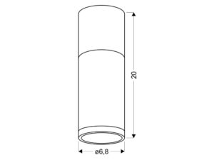 Miniaturka 2 - Lampa sufitowa cylindryczna rysunek wymiarów wysokość 20 cm średnica 6,8 cm