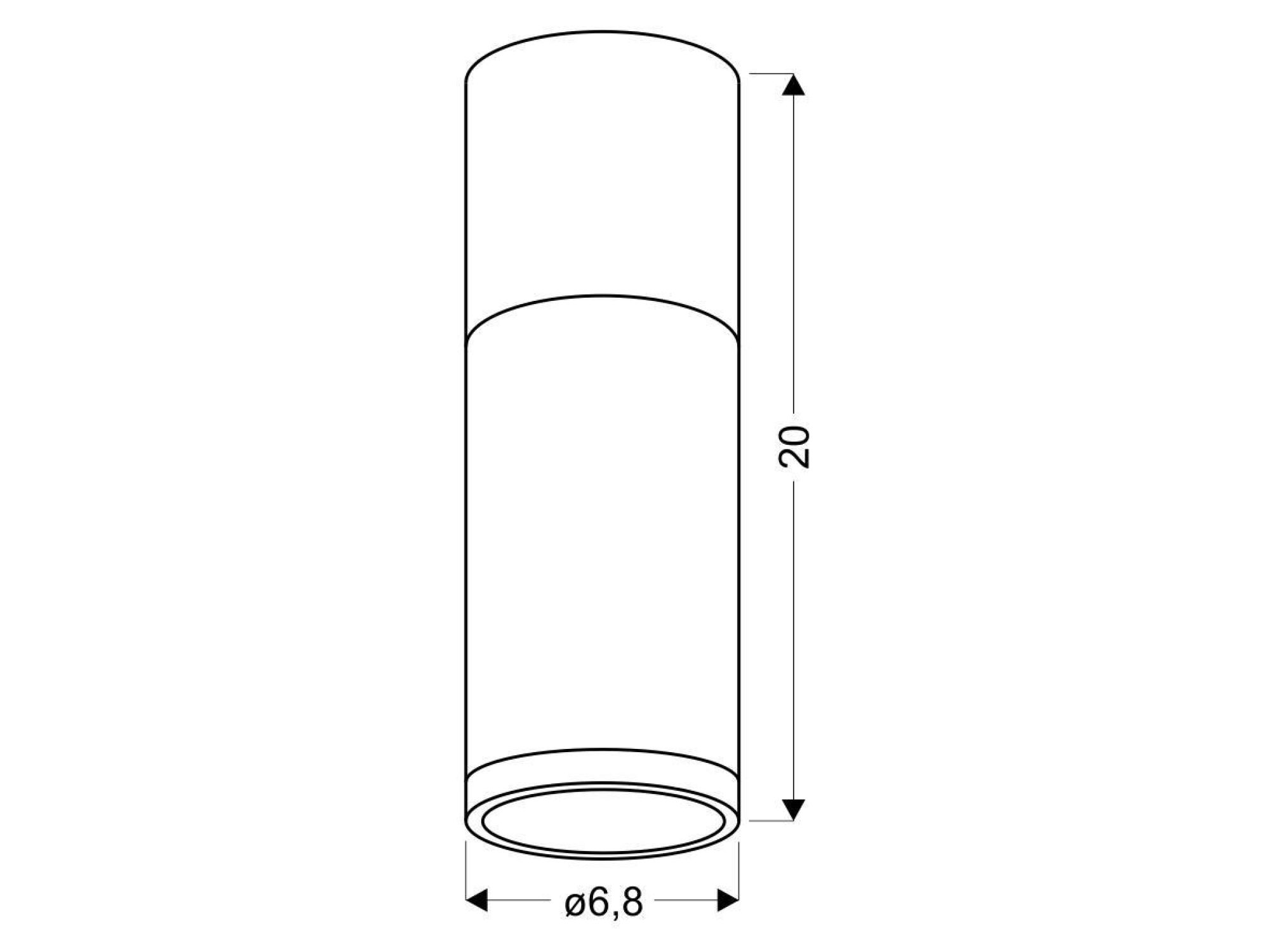 Lampa sufitowa cylindryczna rysunek wymiarów wysokość 20 cm średnica 6,8 cm