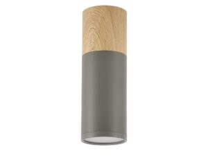 Miniaturka 3 - Lampa sufitowa cylindryczna GU10 szara z górną częścią w dekorze drewna