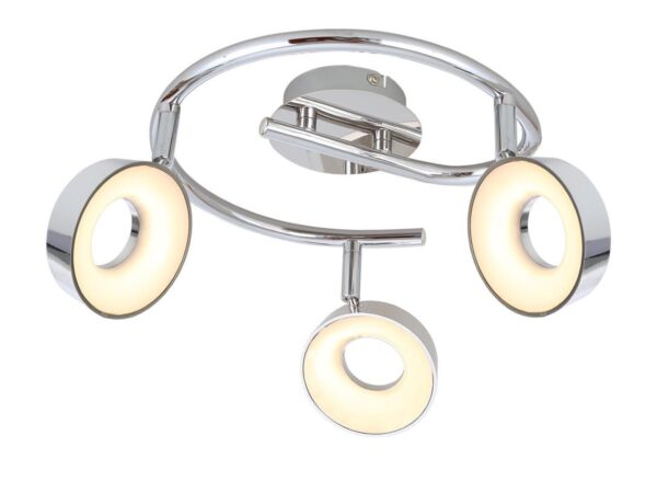 Plafon Dalareta chrom spiralny z trzema pierścieniowymi reflektorami LED