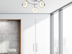 Miniaturka 1 - Spiralna lampa sufitowa Dalareta z trzema reflektorami LED w jasnej kuchni