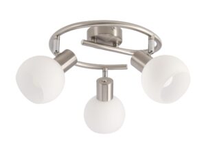 Miniaturka 2 - Lampa sufitowa Dalesona z trzema białymi szklanymi kloszami na spiralnym stelażu