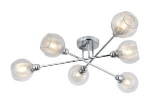 Miniaturka 2 - Chromowana lampa sufitowa Davorona sześć szklanych kloszy E14
