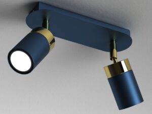 Miniaturka 5 - Granatowo-złota lampa Delonio 2 × GU10 zamontowana pod sufitem