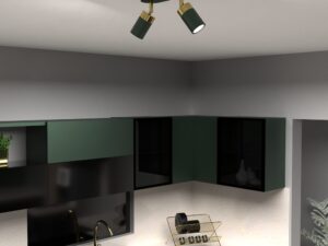 Miniaturka 6 - Lampa Delonio 2 × GU10 zielono-złota w aranżacji kuchni