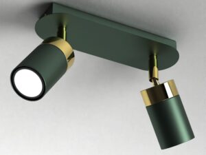 Miniaturka 4 - Zielono-złota lampa sufitowa Delonio 2 × GU10, ujęcie zamocowania pod sufitem