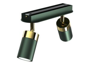 Miniaturka 1 - Dwupunktowa zielono-złota lampa sufitowa Delonio widziana od strony mocowania