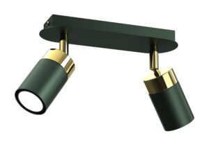 Miniaturka 8 - Lampa sufitowa Delonio zielono-złota z dwoma reflektorami GU10, pełny packshot na białym tle
