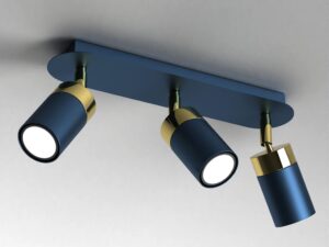 Miniaturka 5 - Granatowo-złota lampa sufitowa Delonio 3 × GU10 zamontowana na suficie