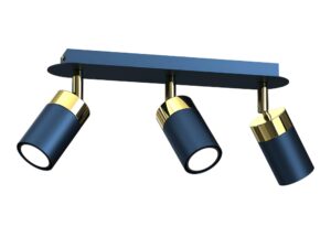 Miniaturka 2 - Granatowo-złota lampa Delonio z trzema reflektorami GU10, pełny packshot na białym tle