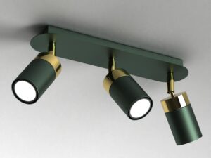 Miniaturka 4 - Zielono-złota lampa sufitowa Delonio 3 × GU10 po zamontowaniu na suficie
