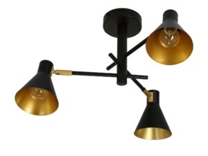 Miniaturka 2 - Lampa sufitowa Doralia widok od dołu na złote wnętrza kloszy
