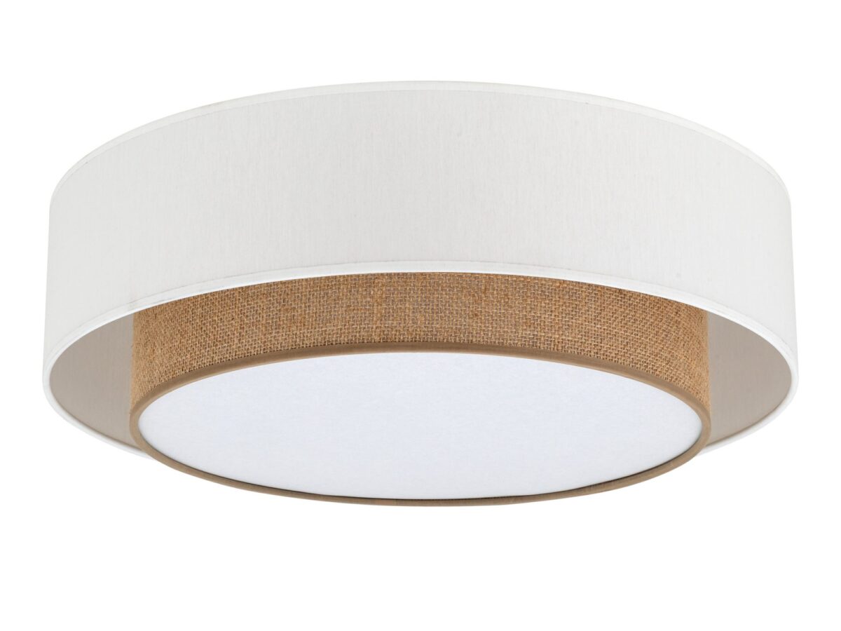 Lampa sufitowa Duo 50 cm 4-punktowa z jutowym abażurem, biała