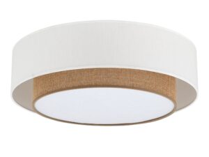 Miniaturka 2 - Lampa sufitowa Duo 50 cm z białą oprawą i brązowym abażurem z jutą