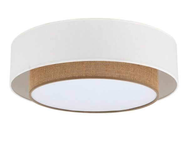 Lampa sufitowa Duo 50 cm z białą oprawą i brązowym abażurem z jutą