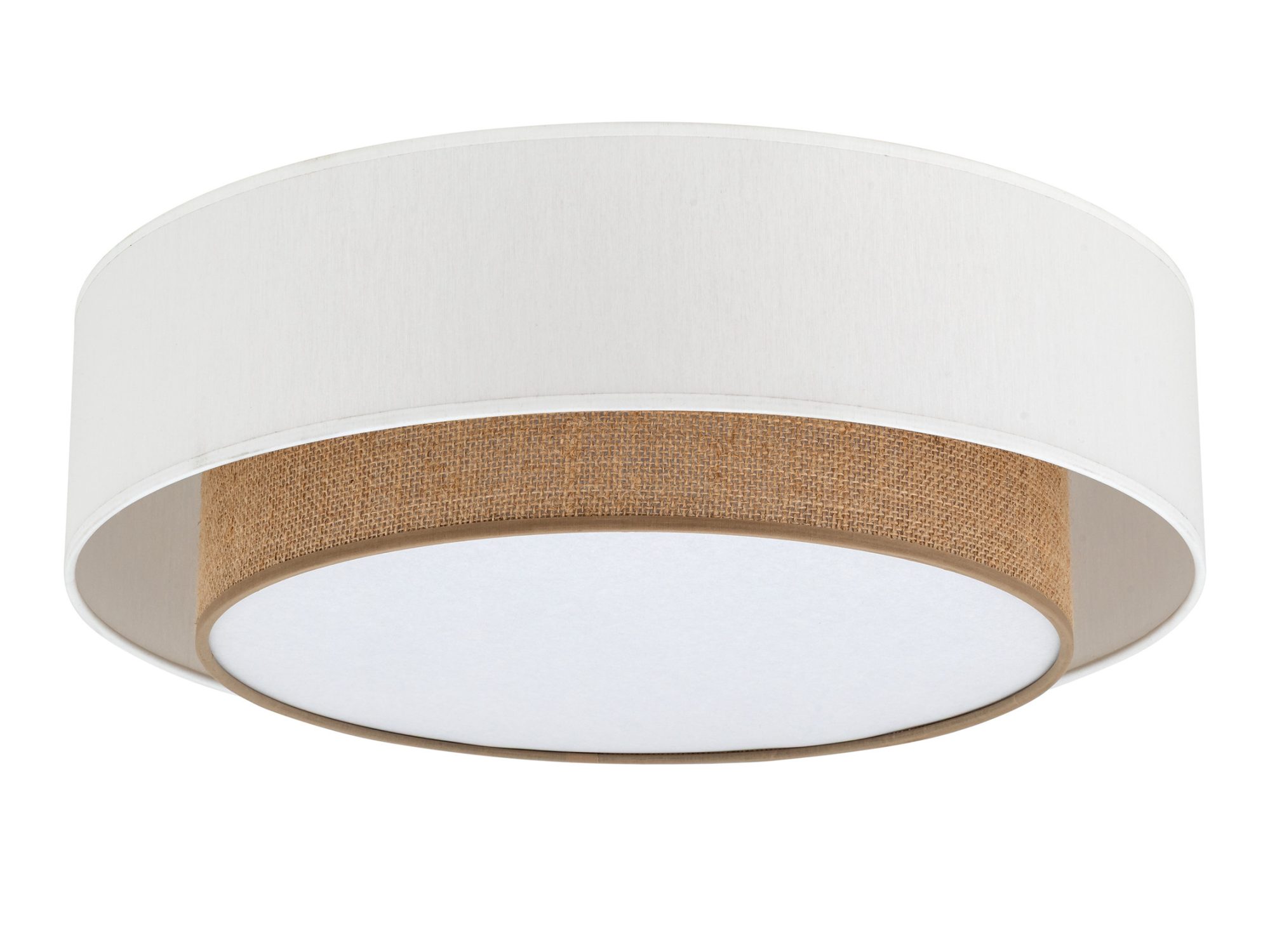 Lampa sufitowa Duo 50 cm, biały stelaż i brązowy abażur z jutą