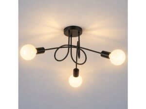 Miniaturka 1 - Lampa sufitowa Elovia czarna 3 × E27 – aranzacja 1