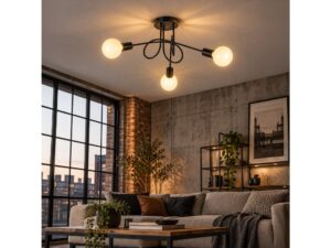 Miniaturka 2 - Lampa sufitowa Elovia czarna 3 × E27 – aranzacja 2