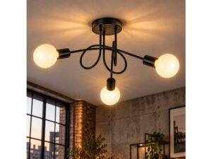 Miniaturka 4 - Lampa sufitowa Elovia czarna 3 × E27 – aranzacja 4