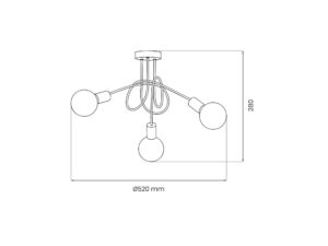 Miniaturka 6 - Lampa sufitowa Elovia czarna 3 × E27 – wymiary