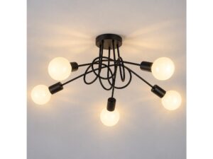 Miniaturka 1 - Lampa sufitowa Elovia czarna 5 × E27 – aranzacja 1
