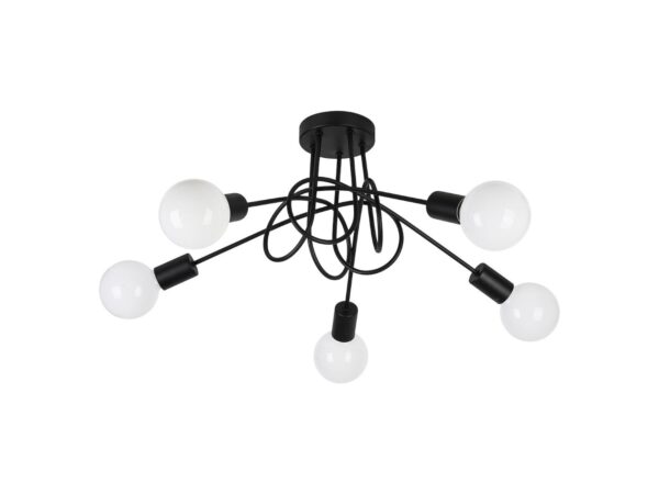 Lampa sufitowa Elovia czarna 5 × E27 – packshot