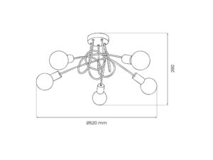 Miniaturka 6 - Lampa sufitowa Elovia czarna 5 × E27 – wymiary