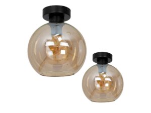 Miniaturka 2 - Lampa sufitowa Emetora z bursztynowym kloszem na czarnej podstawie
