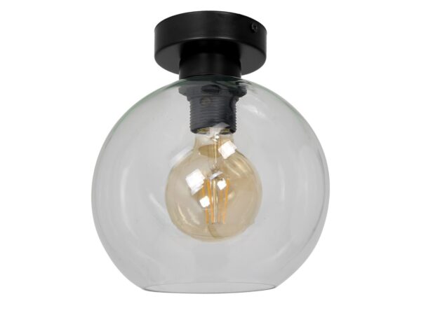 Lampa sufitowa Emetora, transparentny szklany klosz na czarnej podstawie