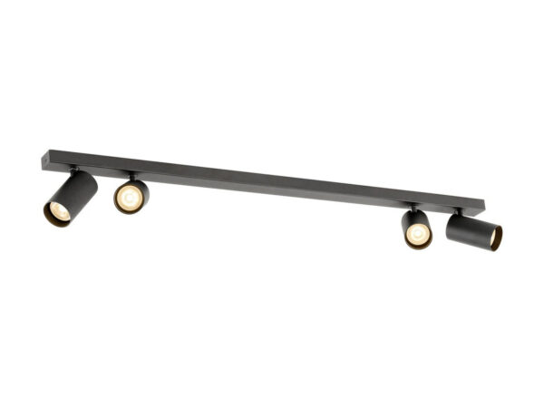 Czarna natynkowa lampa sufitowa Enola 2.0 M Quad, cztery reflektory na listwie