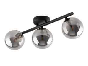 Miniaturka 6 - Lampa sufitowa Estera czarna z trzema grafitowymi kloszami na białym tle