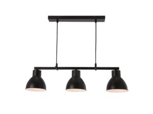 Miniaturka 2 - Czarna lampa sufitowa Evedeta z trzema aluminiowymi kloszami