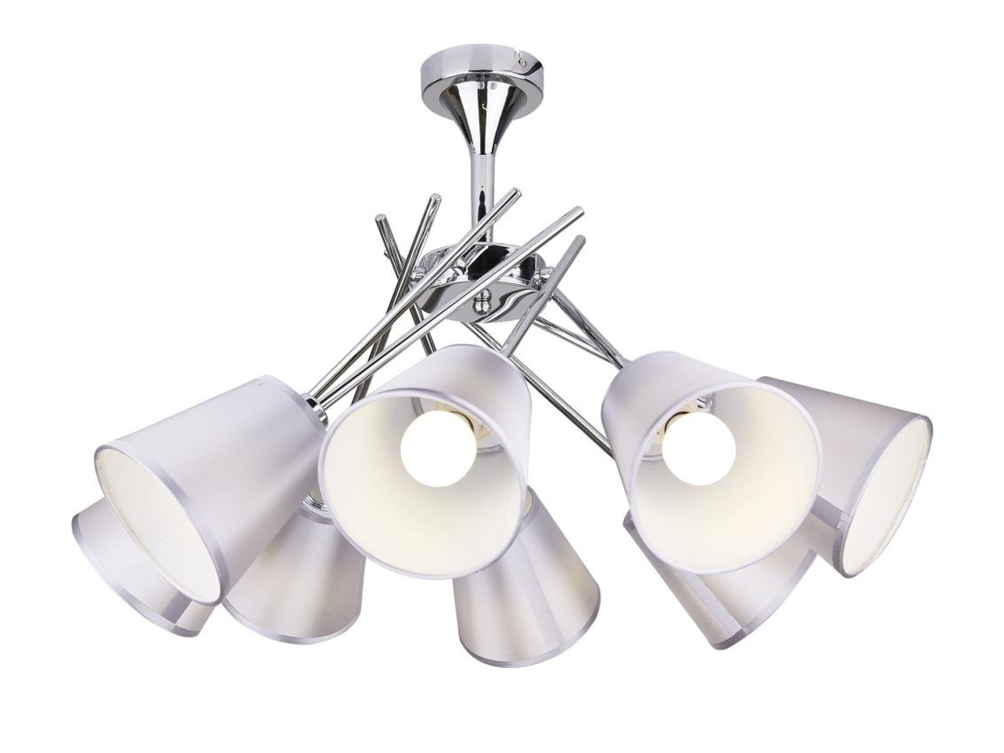 Lampa sufitowa Evelona chromowana z ośmioma jasnymi abażurami
