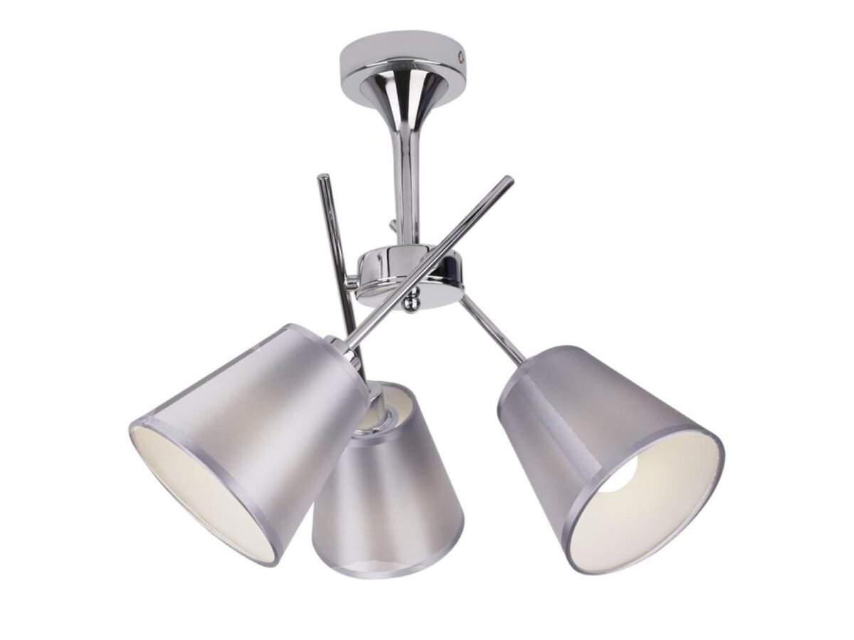 Lampa sufitowa Evelona chromowana z 3 jasnymi abażurami