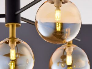 Miniaturka 3 - Figaro bursztynowe szklane kule, zbliżenie mocowania i stalowych ramion