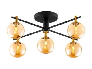 Miniaturka 9 - Lampa sufitowa Figaro 5-punktowa ze szklanymi kloszami na białym tle